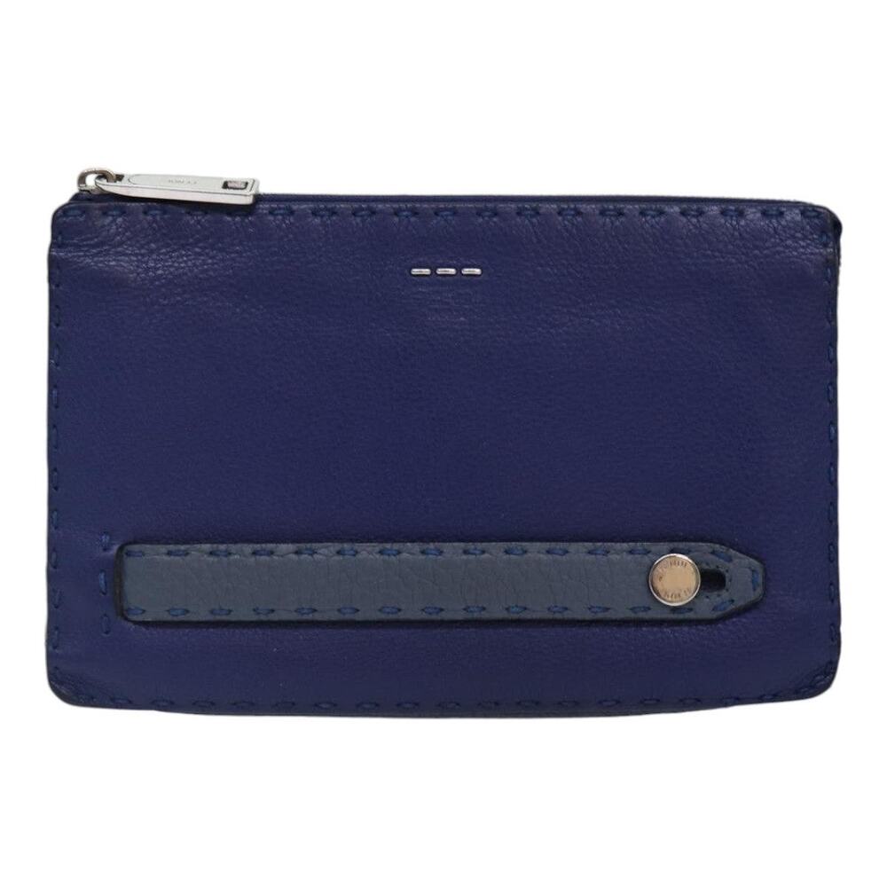 Fendi Leather Clutch Bag Blue